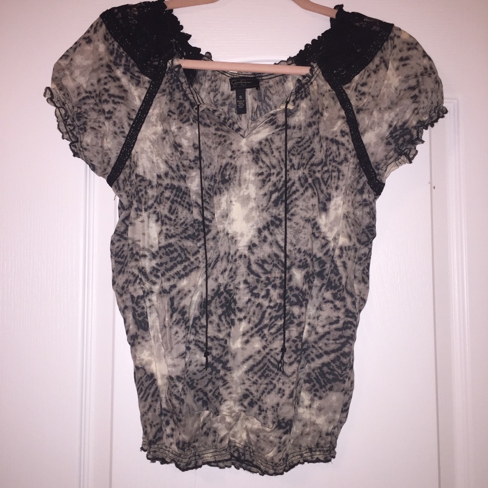 Jessica Simpson black tie front Blouse / Top